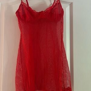 Victoria's Secret Babydoll Mesh underwired Red Small 34C lingerie